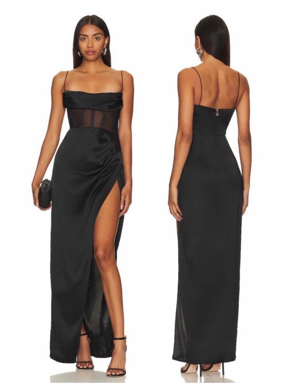 Nookie Emelie Gown Maxi Satin Ruched Party Guest Formal Gala Evening Prom XL